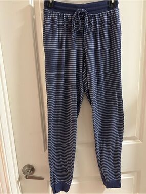 Striped Navy Pajama Legging Pants with Drawstring